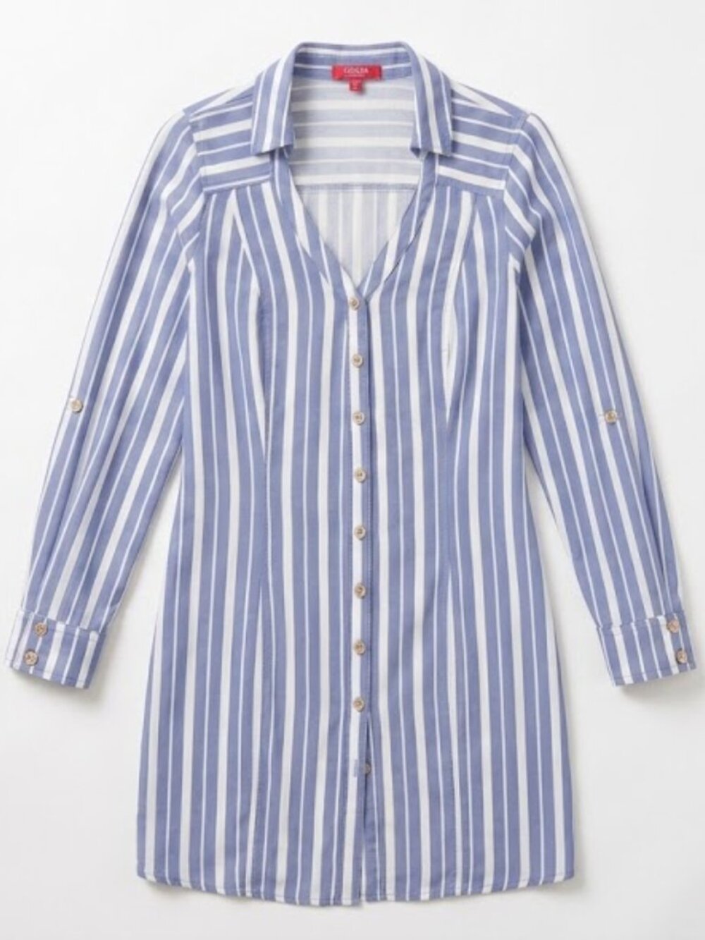 ✨️ GUESS Blue and White Vertical Stripe Button-Down Dress
